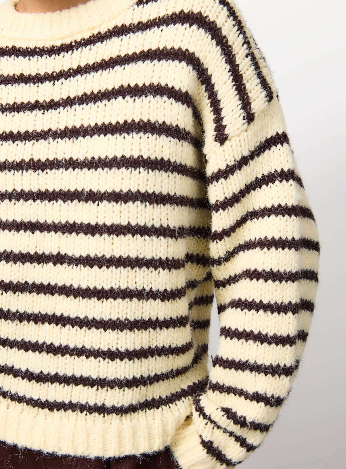 Cream Stripe Print Slouch Fit Knitted Jumper XL - Image 3